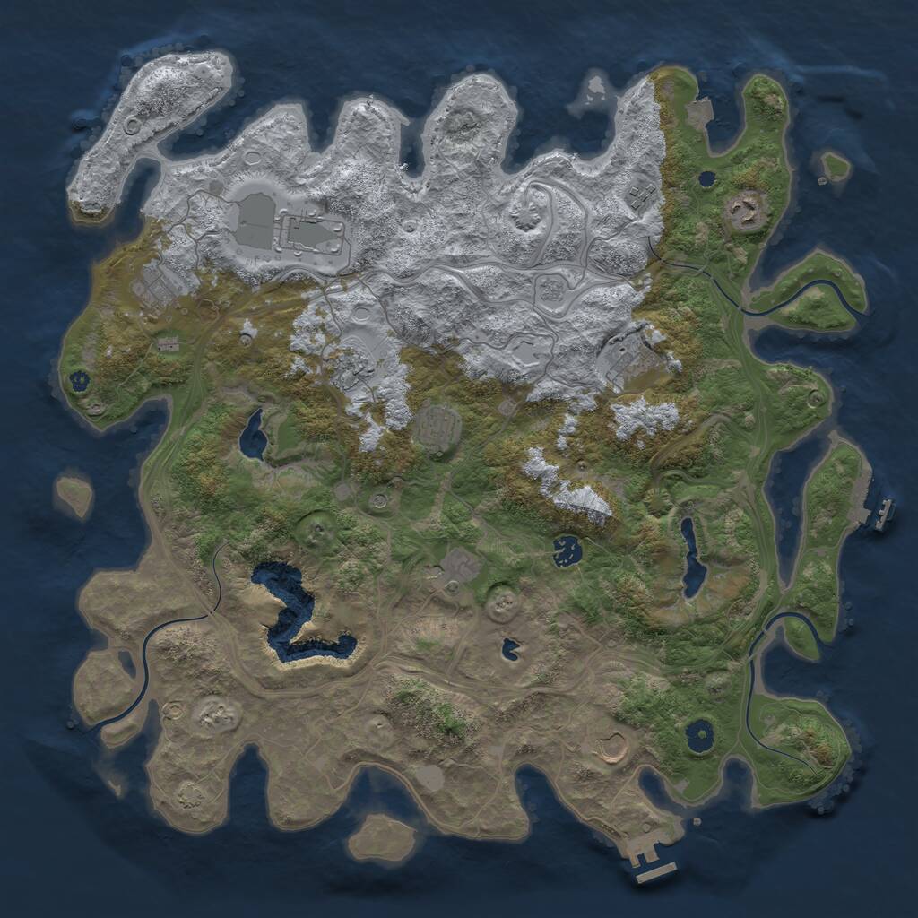 Rust Map: Procedural Map, Size: 4500, Seed: 4887541, 16 Monuments
