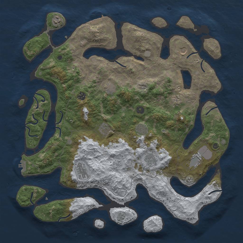 Rust Map: Procedural Map, Size: 4500, Seed: 482101, 20 Monuments