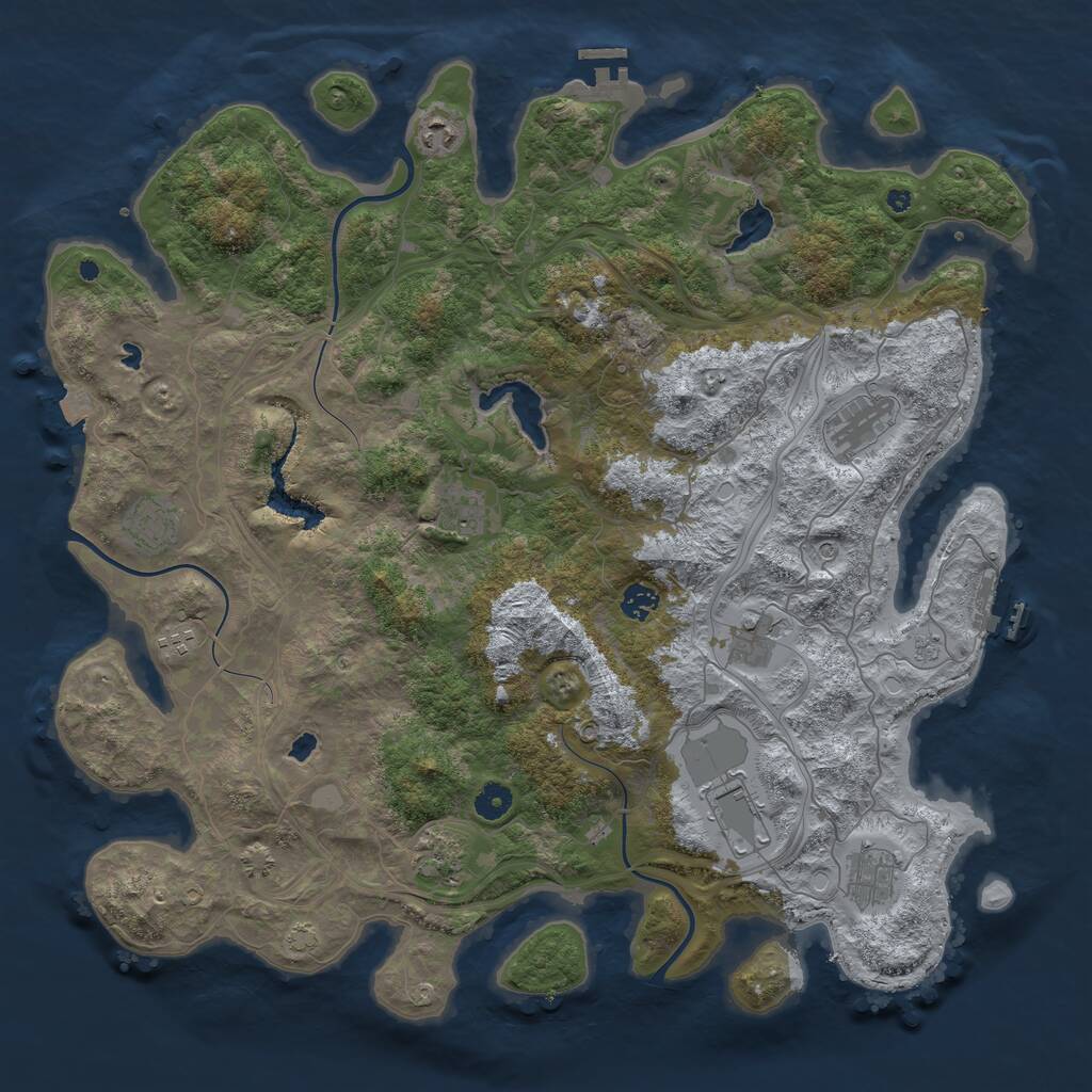 Rust Map: Procedural Map, Size: 4500, Seed: 3870746, 16 Monuments