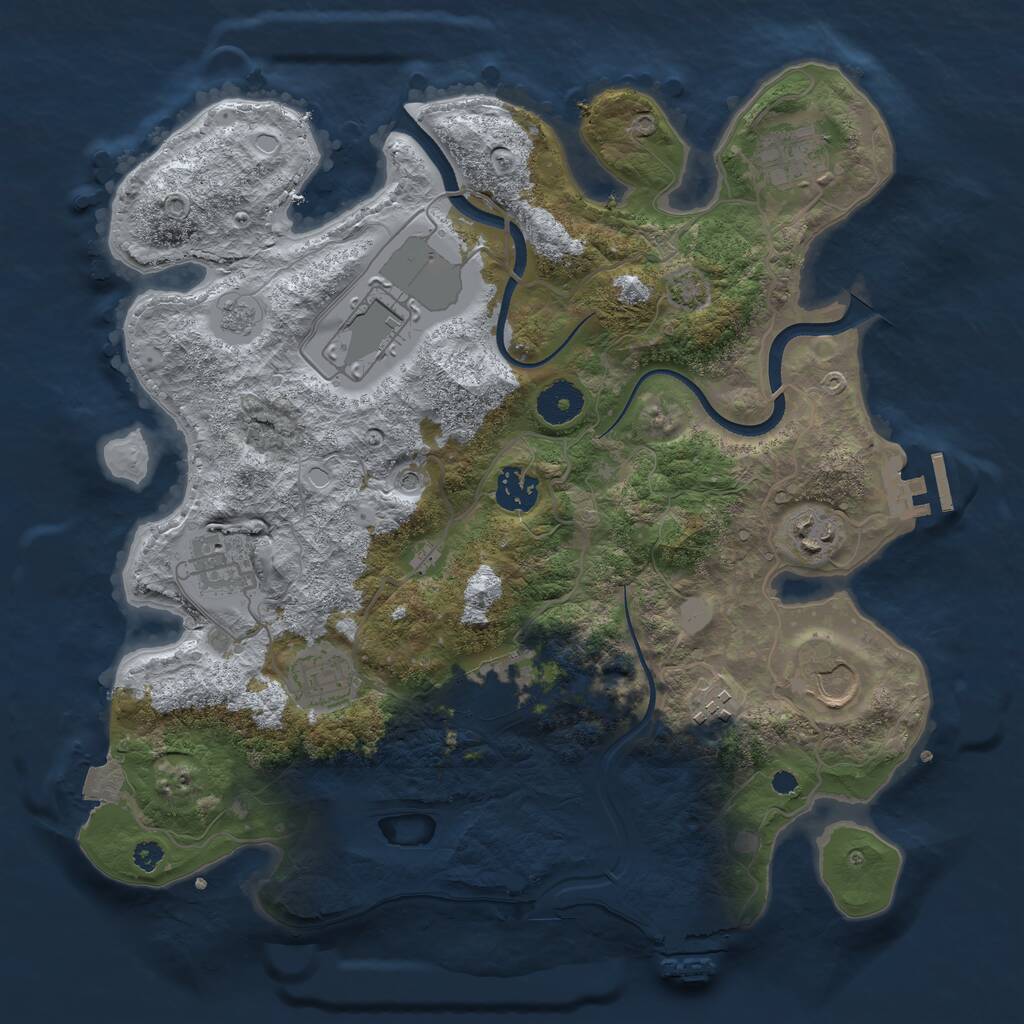 Rust Map: Procedural Map, Size: 3500, Seed: 1547444277, 15 Monuments