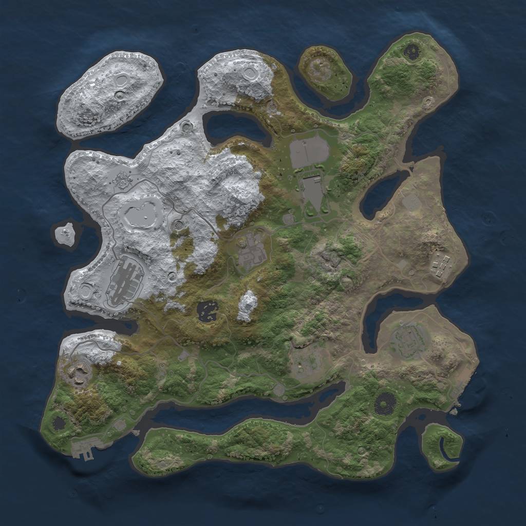 Rust Map: Procedural Map, Size: 3500, Seed: 1547444277, 17 Monuments