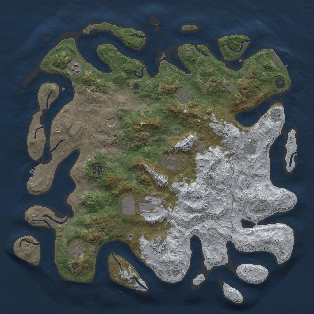 Rust Map: Procedural Map, Size: 4500, Seed: 1948706, 19 Monuments
