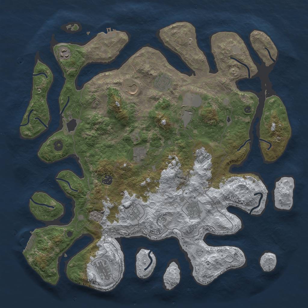 Rust Map: Procedural Map, Size: 4500, Seed: 5742769, 20 Monuments
