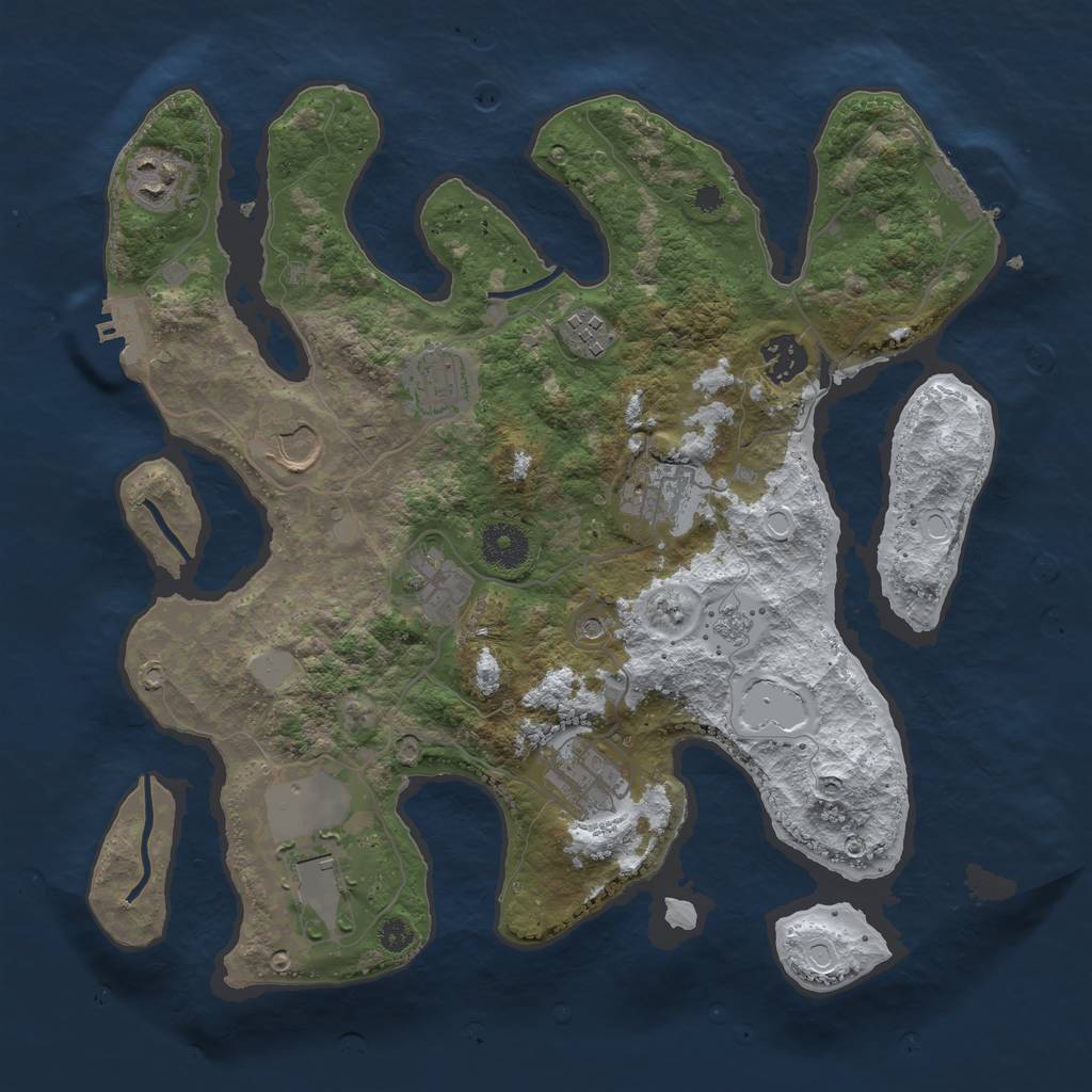 Rust Map: Procedural Map, Size: 3500, Seed: 2038529, 18 Monuments