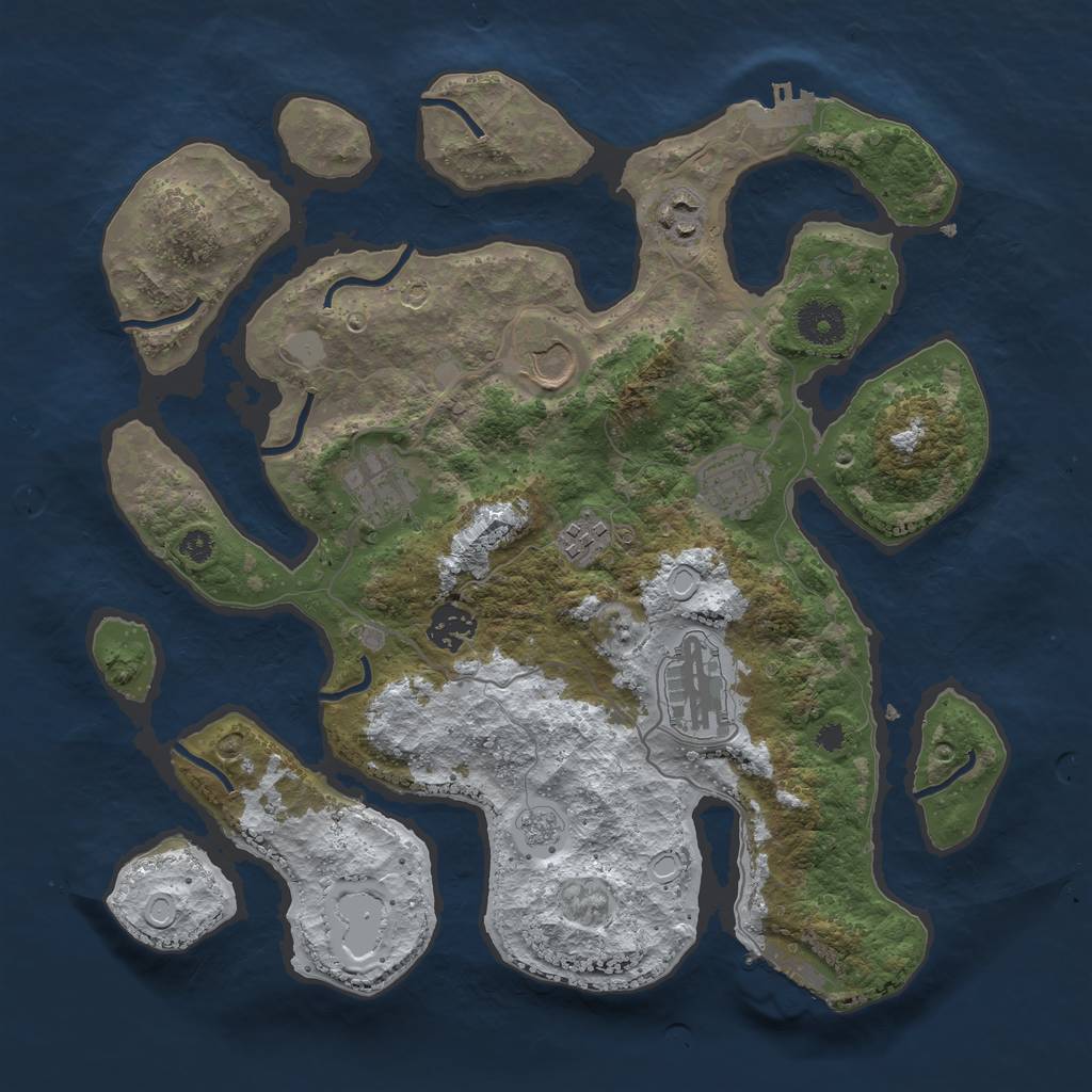 Rust Map: Procedural Map, Size: 3500, Seed: 1238350, 15 Monuments