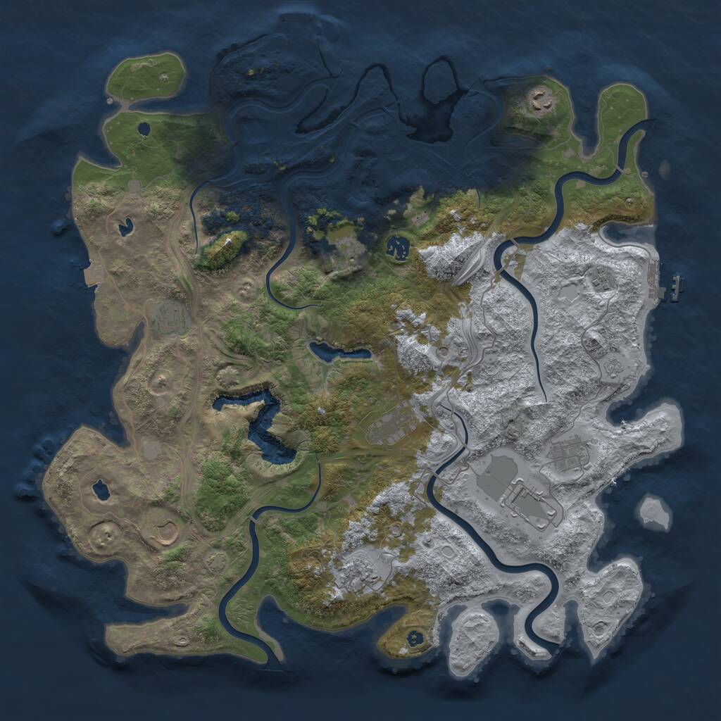 Rust Map: Procedural Map, Size: 4500, Seed: 2734807, 16 Monuments