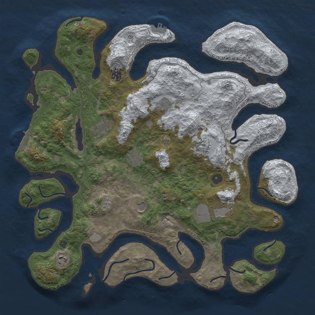 Rust Map: Procedural Map, Size: 4500, Seed: 3113734, 18 Monuments