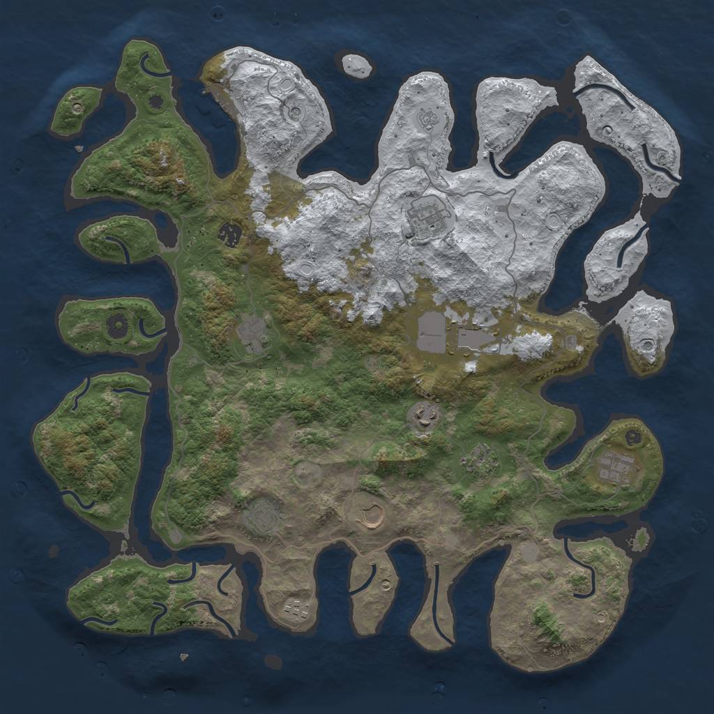 Rust Map: Procedural Map, Size: 4500, Seed: 4611820, 18 Monuments