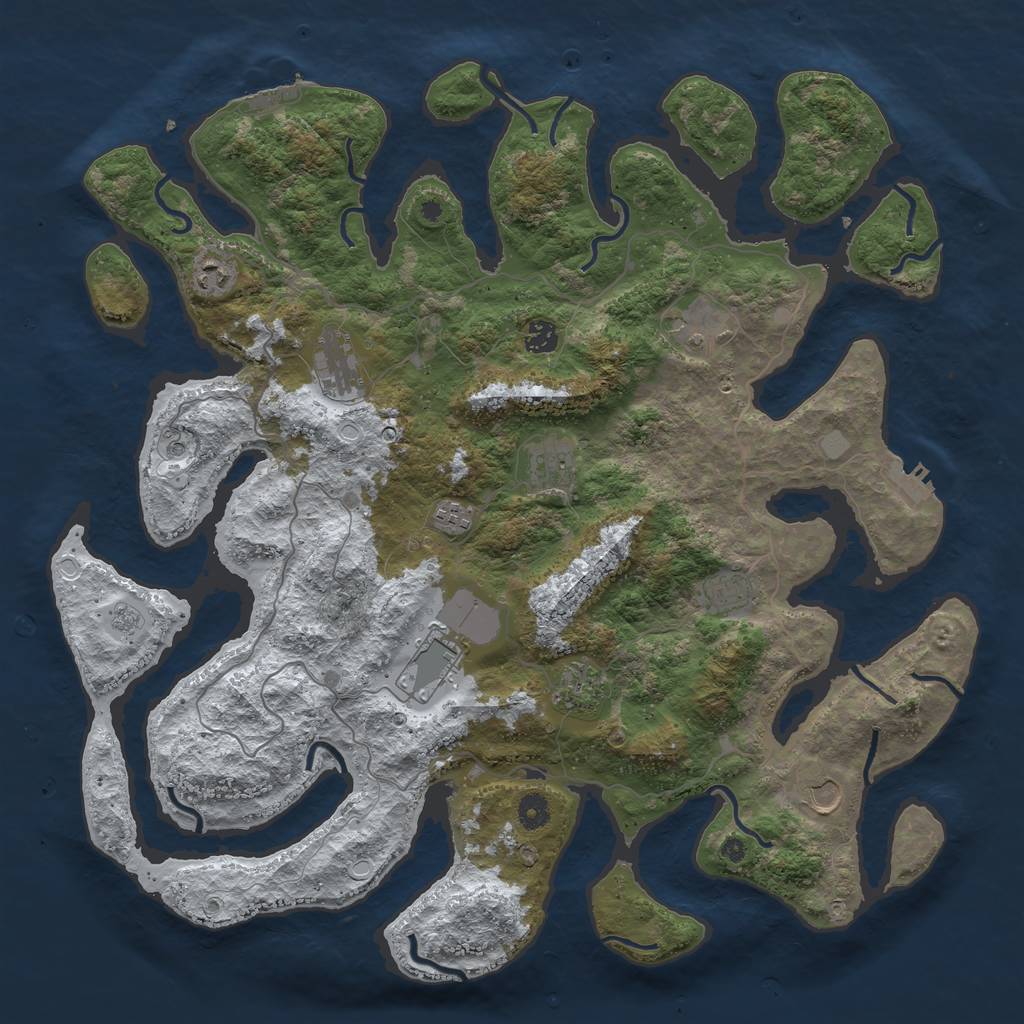 Rust Map: Procedural Map, Size: 4500, Seed: 306508, 19 Monuments