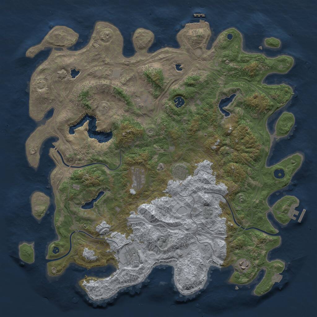 Rust Map: Procedural Map, Size: 4500, Seed: 5590838, 13 Monuments