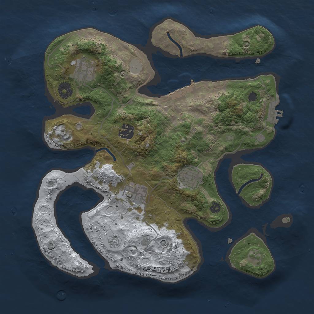 Rust Map: Procedural Map, Size: 3000, Seed: 7721, 13 Monuments