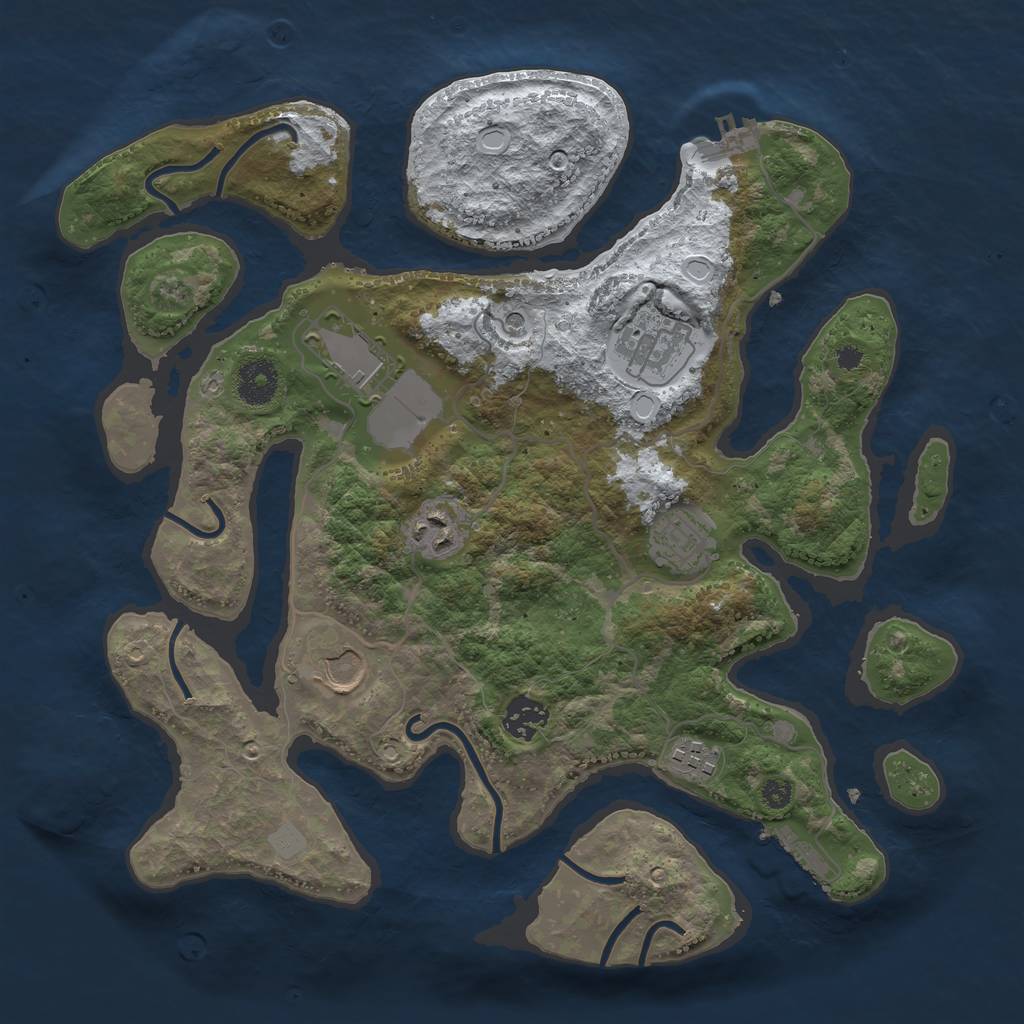 Rust Map: Procedural Map, Size: 3500, Seed: 966051009, 15 Monuments