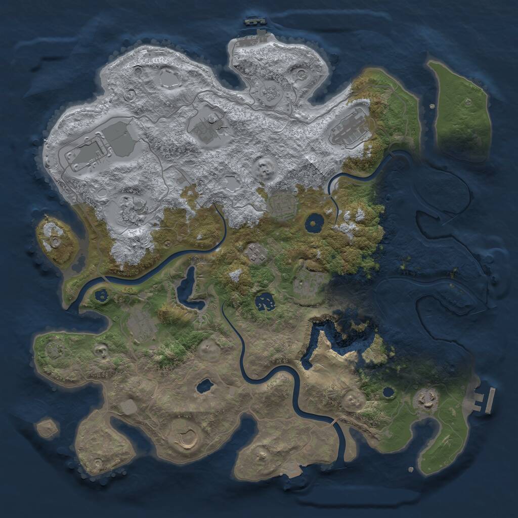 Rust Map: Procedural Map, Size: 4000, Seed: 237105, 17 Monuments