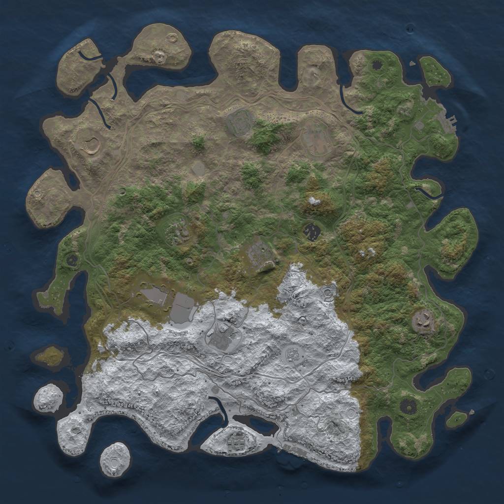 Rust Map: Procedural Map, Size: 4500, Seed: 3435988, 19 Monuments