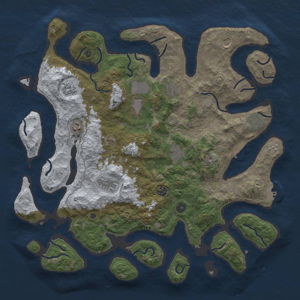 Rust Map: Procedural Map, Size: 4500, Seed: 2572001, 19 Monuments