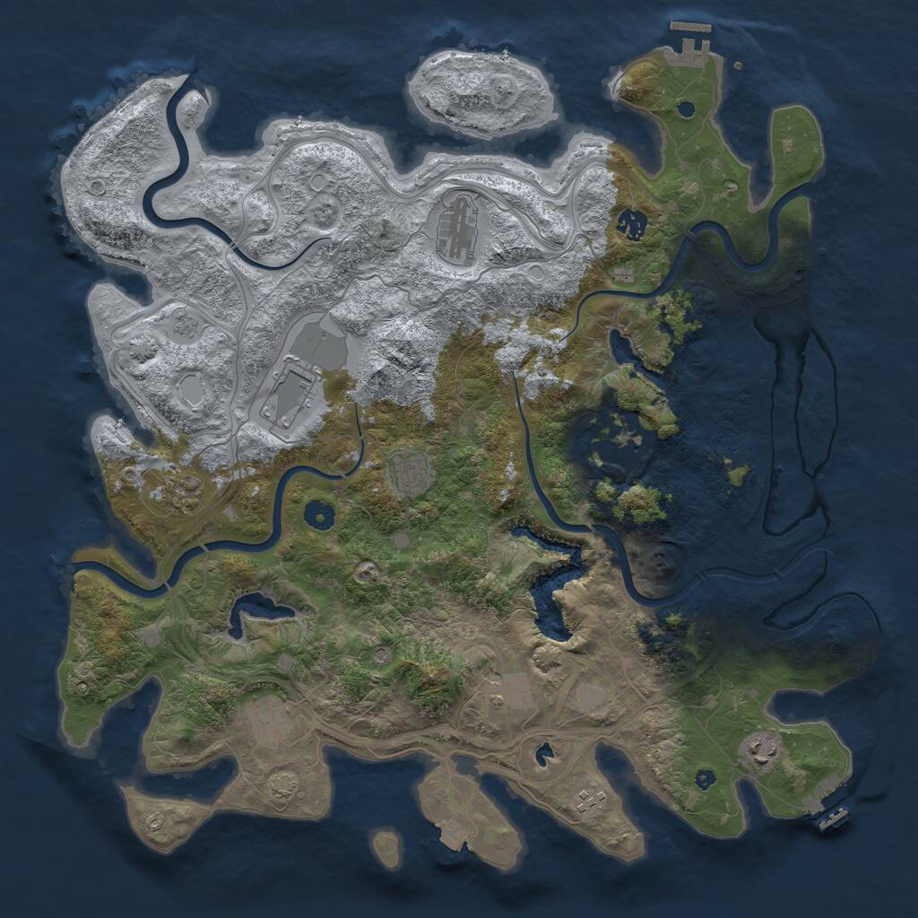 Rust Map: Procedural Map, Size: 4500, Seed: 646622, 16 Monuments