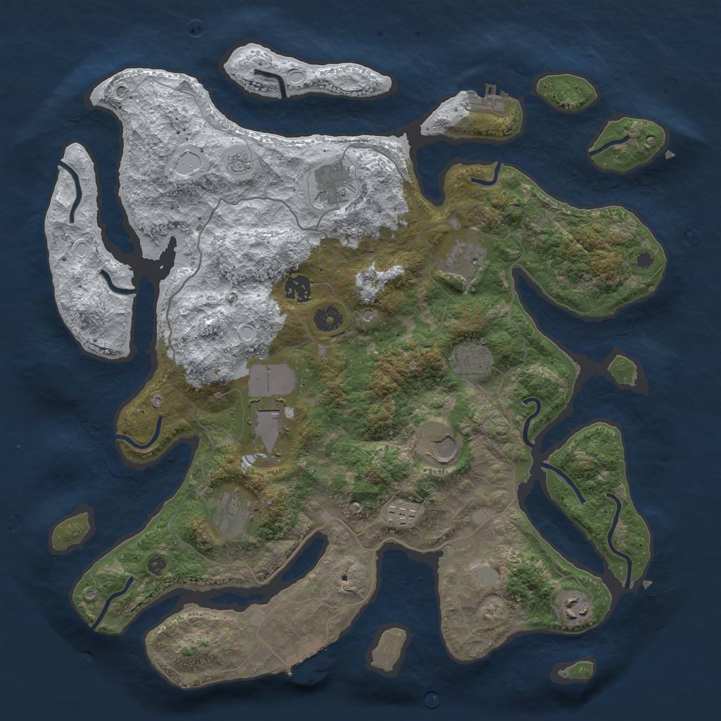 Rust Map: Procedural Map, Size: 4000, Seed: 3740250, 18 Monuments