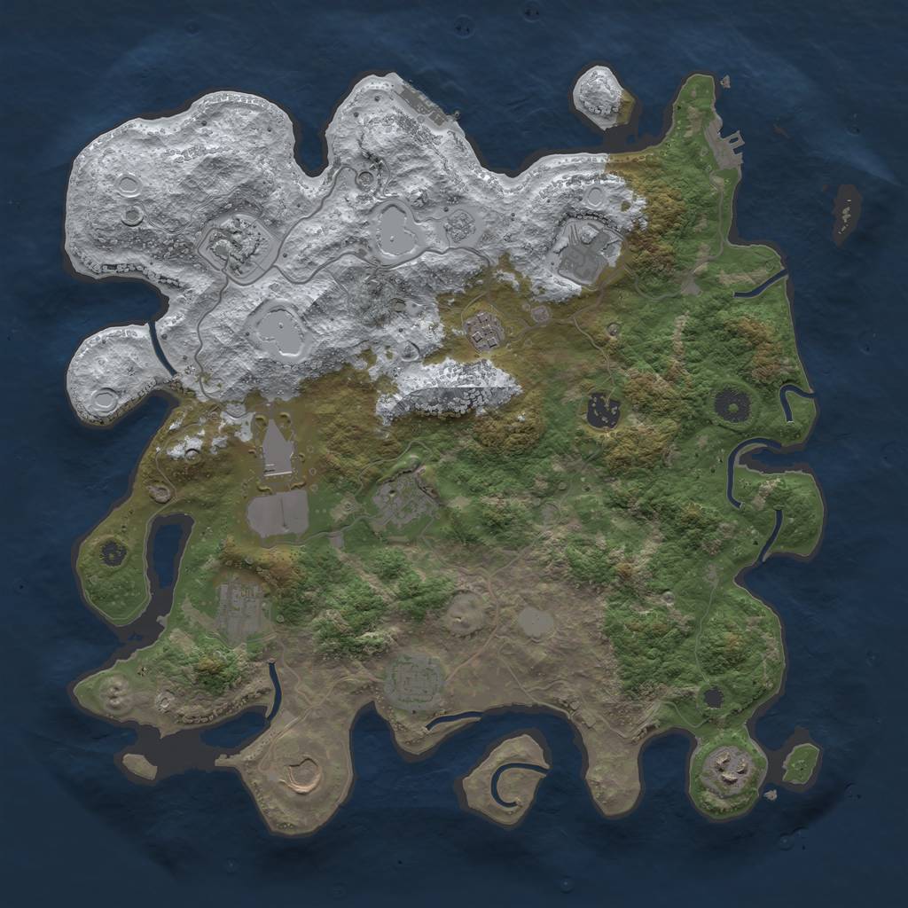 Rust Map: Procedural Map, Size: 3850, Seed: 1017801124, 19 Monuments
