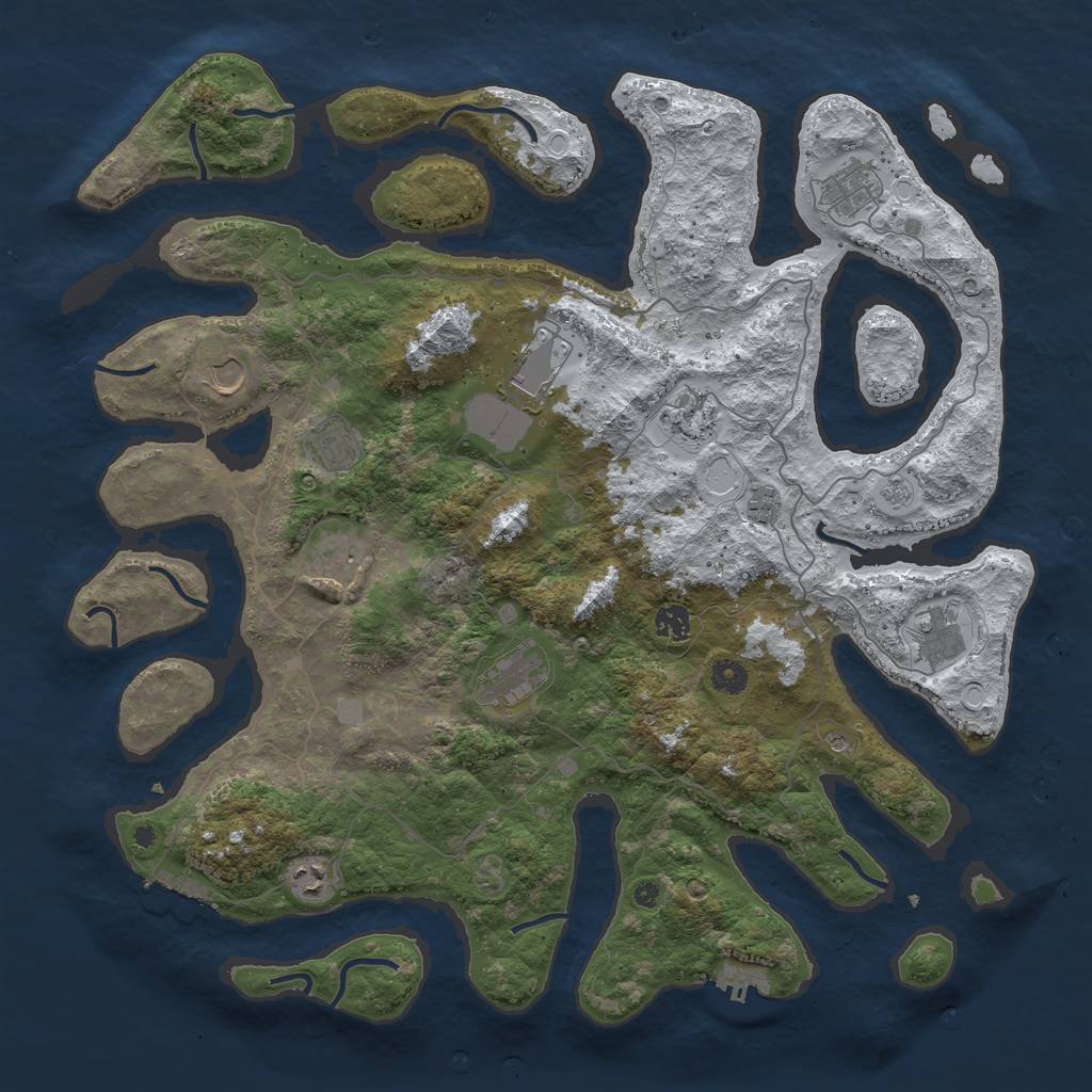Rust Map: Procedural Map, Size: 4500, Seed: 382338, 20 Monuments