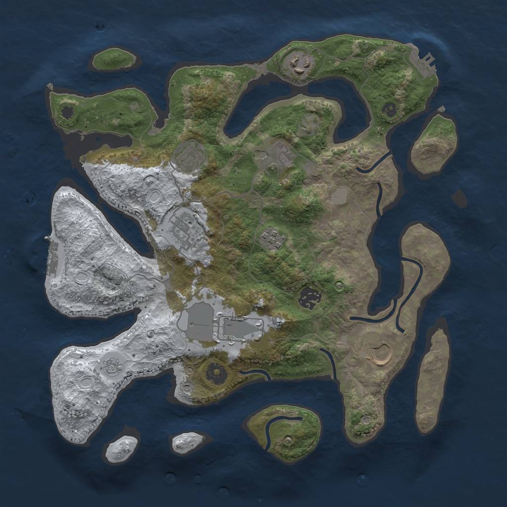 Rust Map: Procedural Map, Size: 3500, Seed: 125032022, 16 Monuments