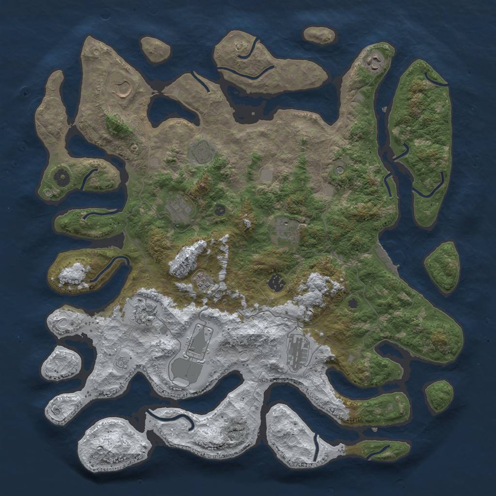 Rust Map: Procedural Map, Size: 4500, Seed: 4516026, 18 Monuments
