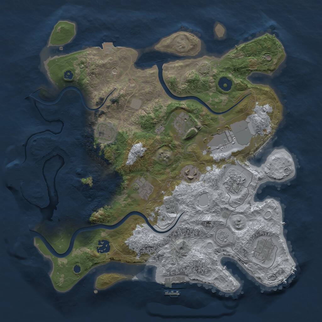 Rust Map: Procedural Map, Size: 3500, Seed: 476746, 15 Monuments