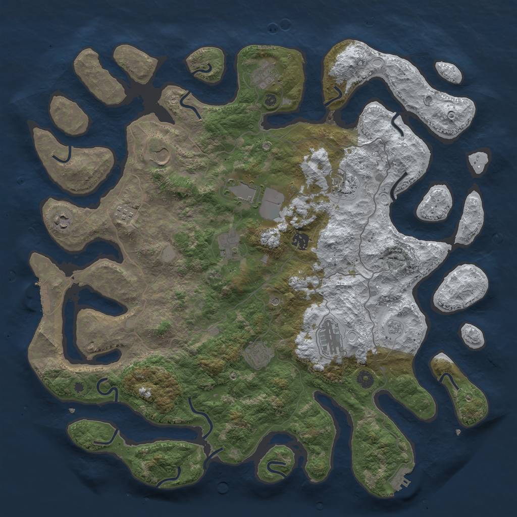 Rust Map: Procedural Map, Size: 4500, Seed: 5504013, 19 Monuments