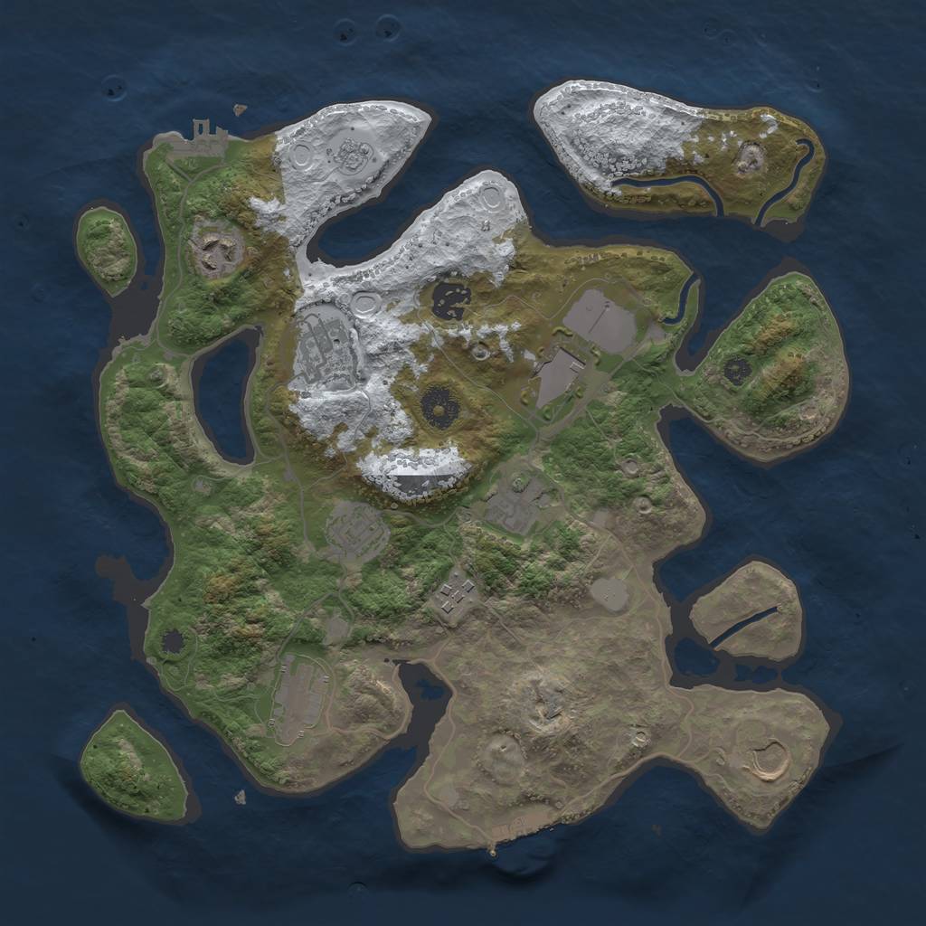 Rust Map: Procedural Map, Size: 3500, Seed: 1888707025, 17 Monuments