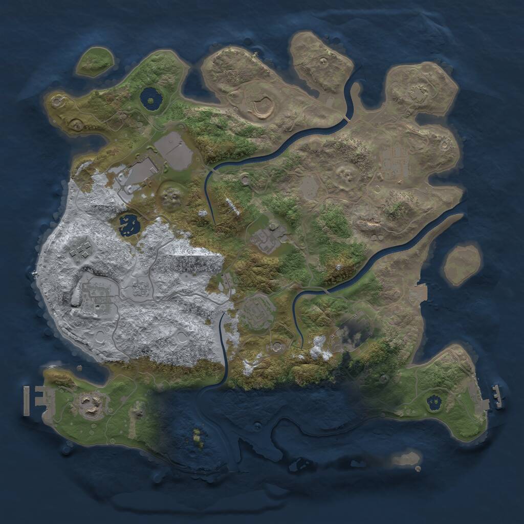 Rust Map: Procedural Map, Size: 3550, Seed: 611562, 16 Monuments