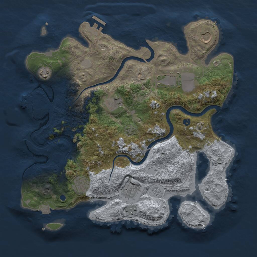 Rust Map: Procedural Map, Size: 3500, Seed: 1356280, 13 Monuments