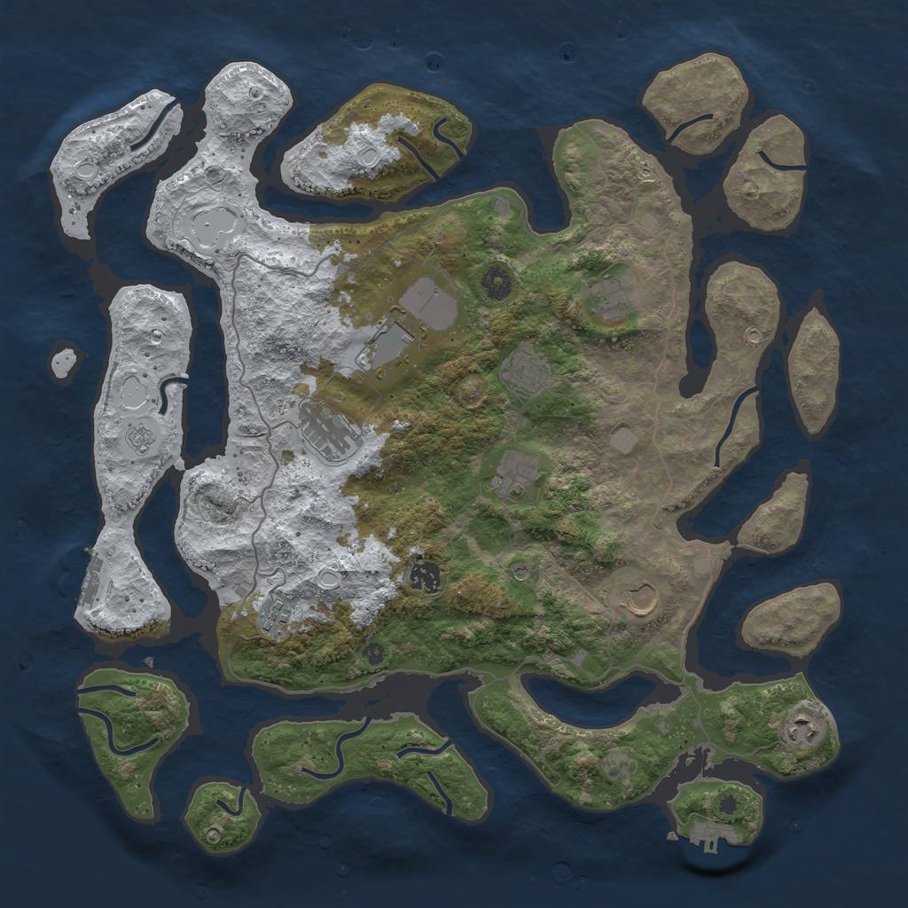 Rust Map: Procedural Map, Size: 4250, Seed: 2917297, 18 Monuments