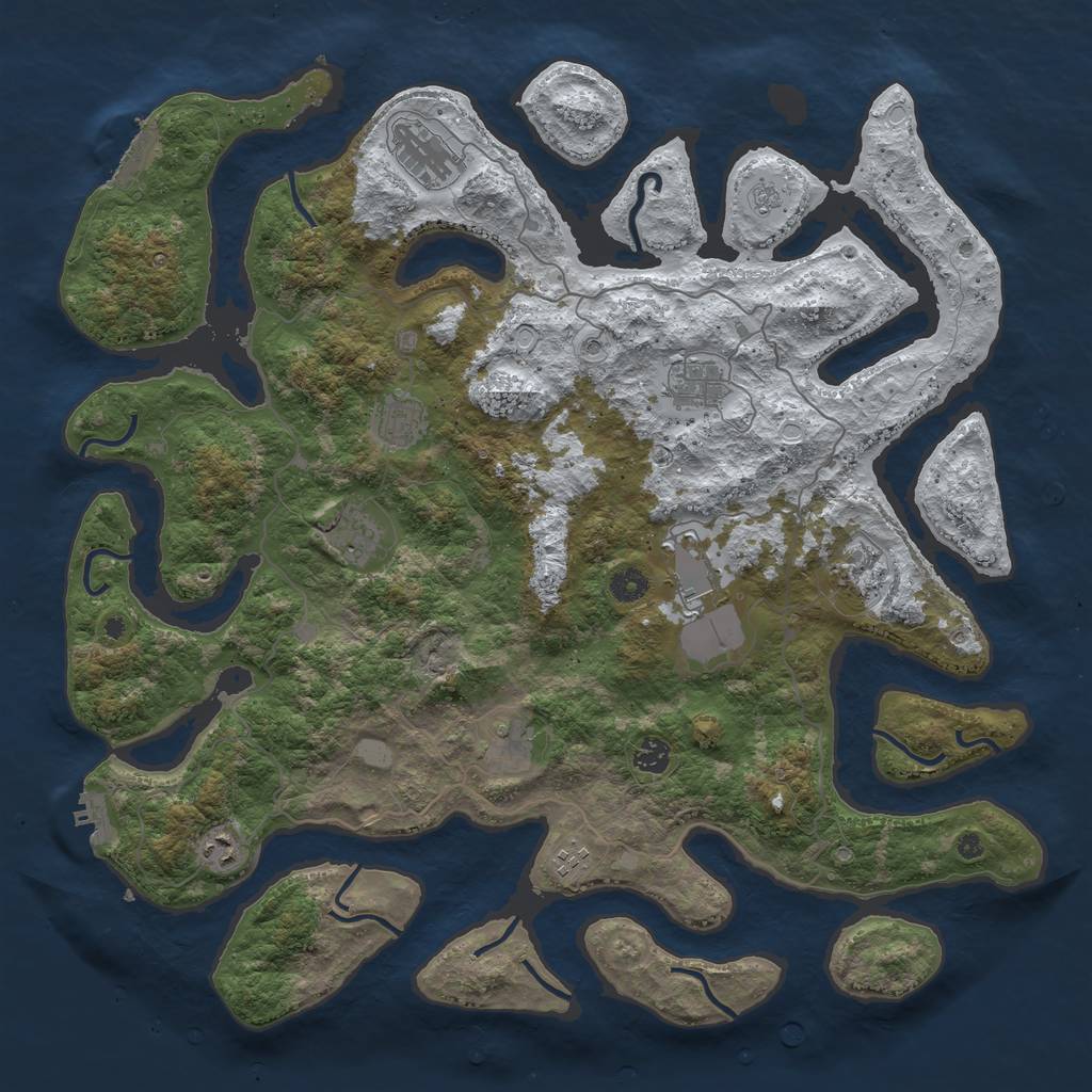 Rust Map: Procedural Map, Size: 4500, Seed: 1856451, 19 Monuments