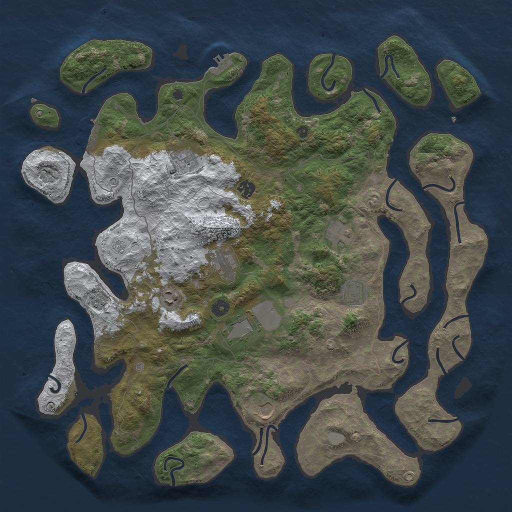 Rust Map: Procedural Map, Size: 4500, Seed: 968536, 18 Monuments
