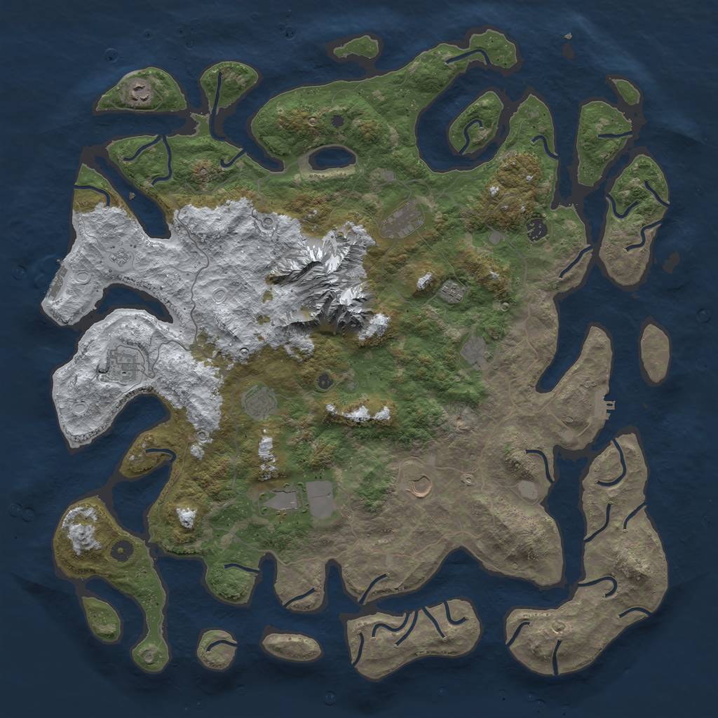 Rust Map: Procedural Map, Size: 5000, Seed: 3486489, 18 Monuments