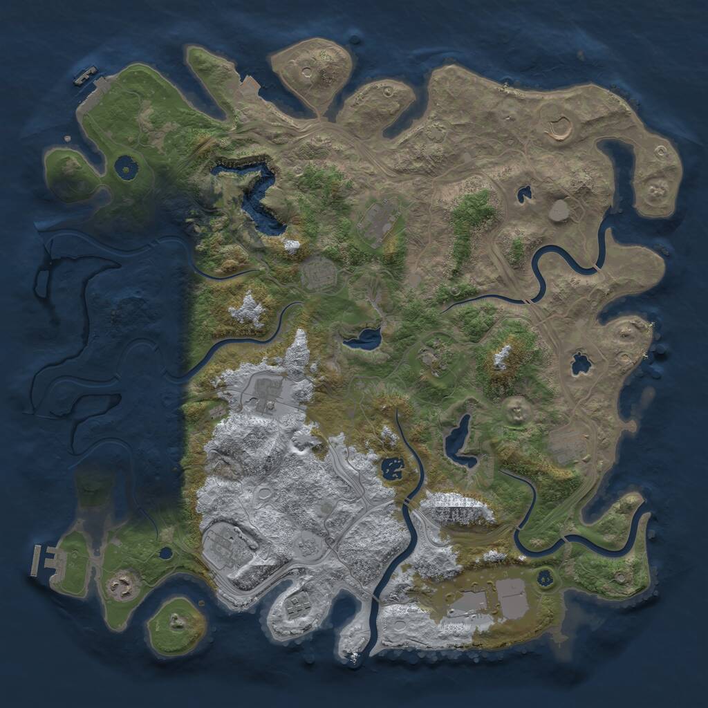 Rust Map: Procedural Map, Size: 4500, Seed: 1371139, 17 Monuments