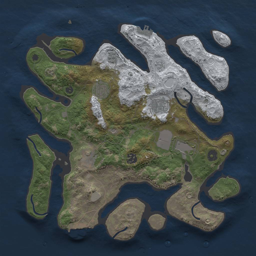 Rust Map: Procedural Map, Size: 3500, Seed: 1227498, 15 Monuments