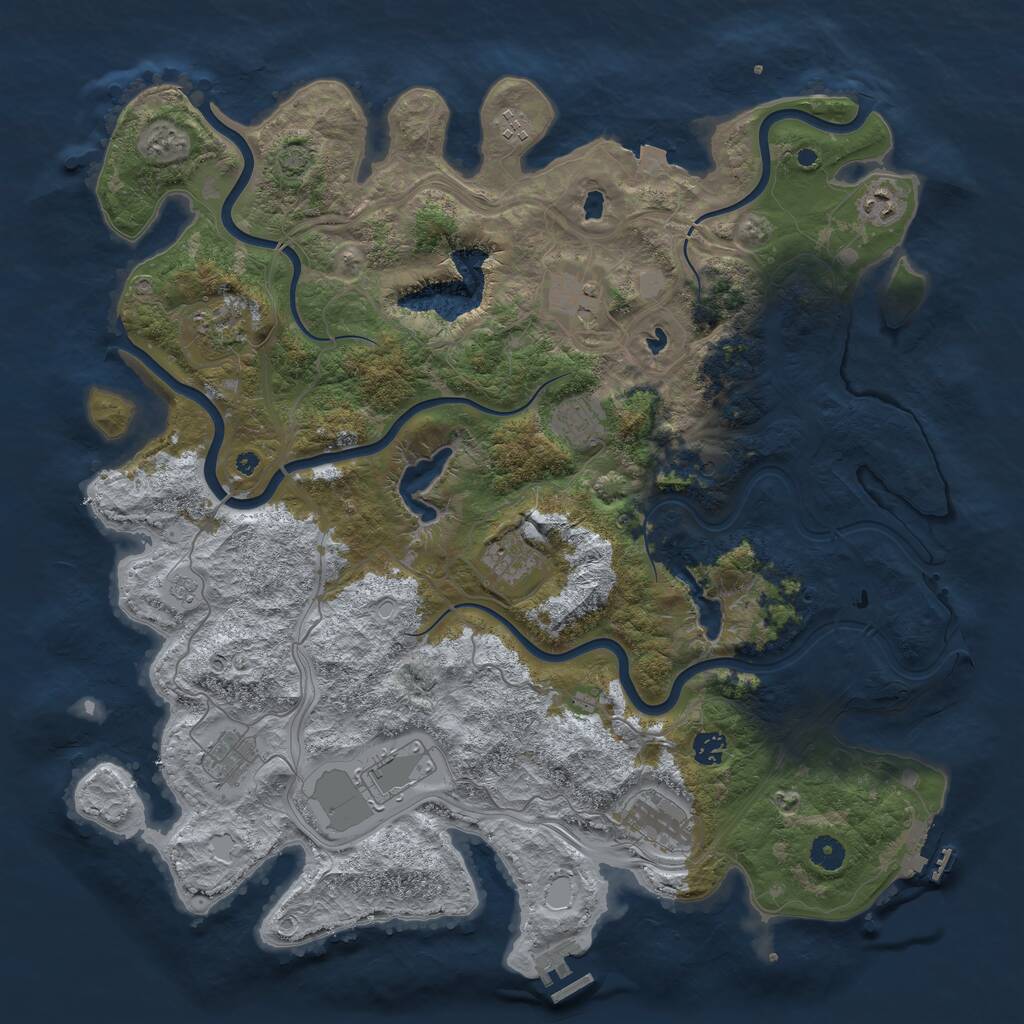 Rust Map: Procedural Map, Size: 4500, Seed: 531474, 16 Monuments