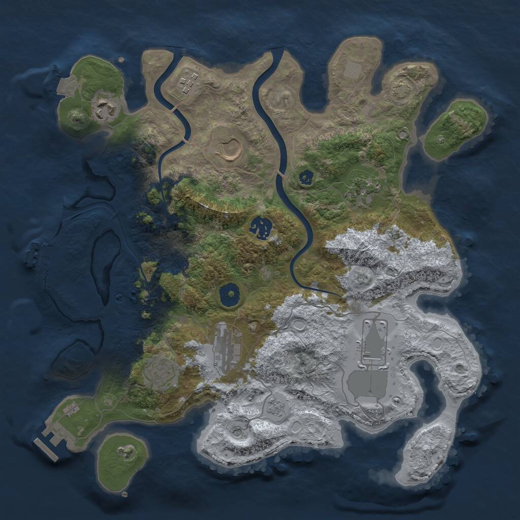 Rust Map: Procedural Map, Size: 3500, Seed: 4866367, 14 Monuments
