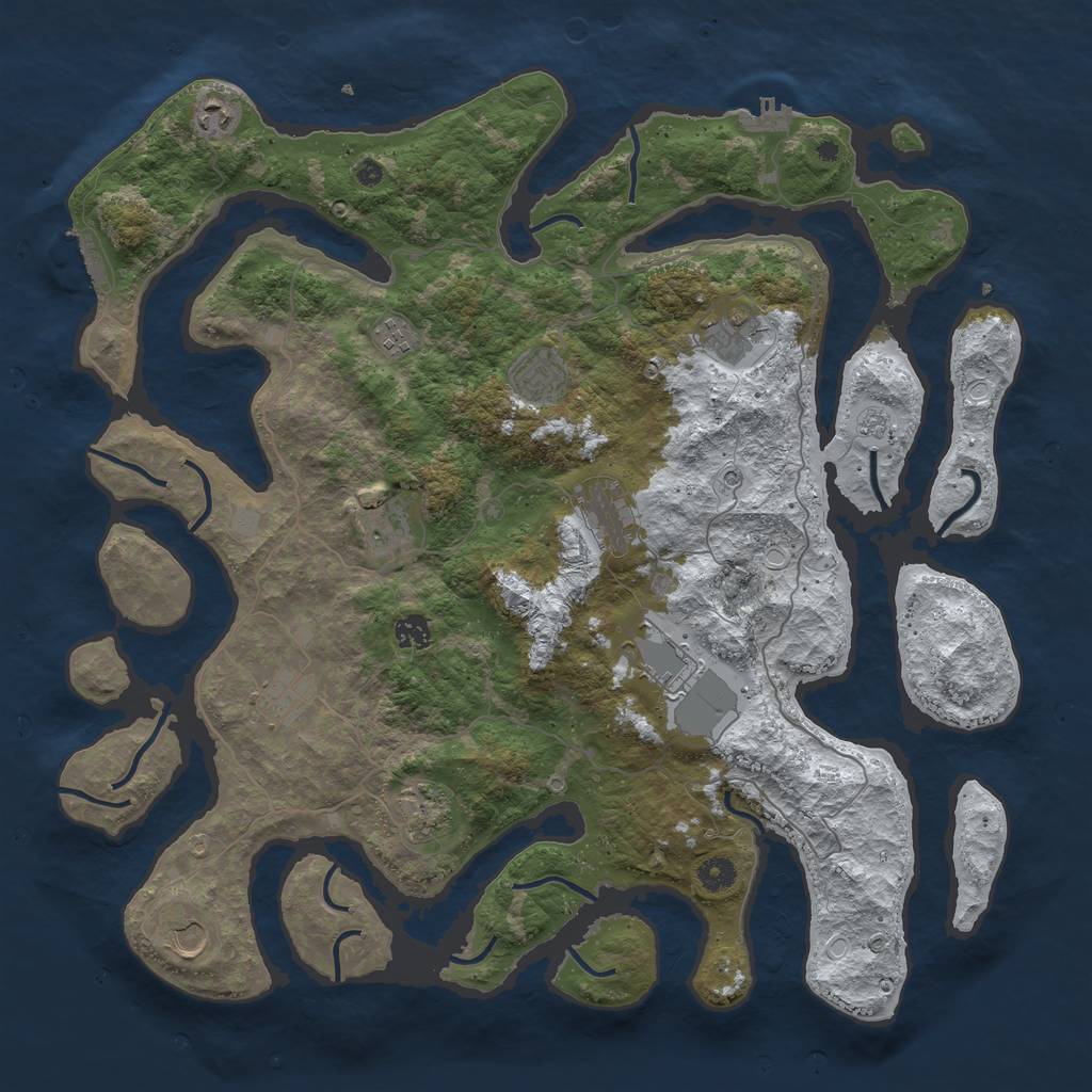 Rust Map: Procedural Map, Size: 4500, Seed: 4509789, 20 Monuments