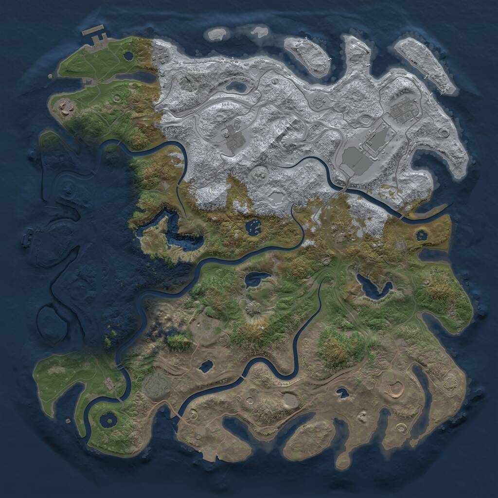 Rust Map: Procedural Map, Size: 4500, Seed: 3625440, 16 Monuments