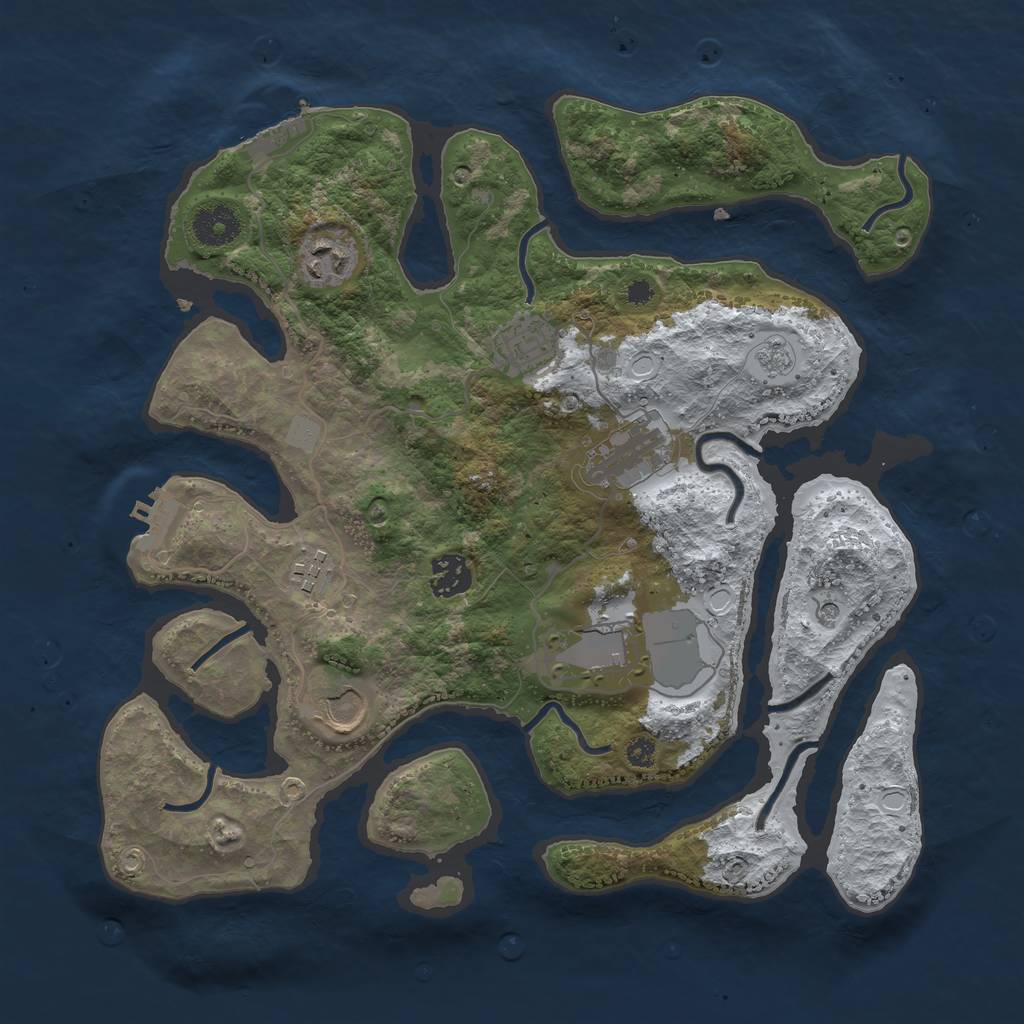 Rust Map: Procedural Map, Size: 3500, Seed: 173214, 16 Monuments