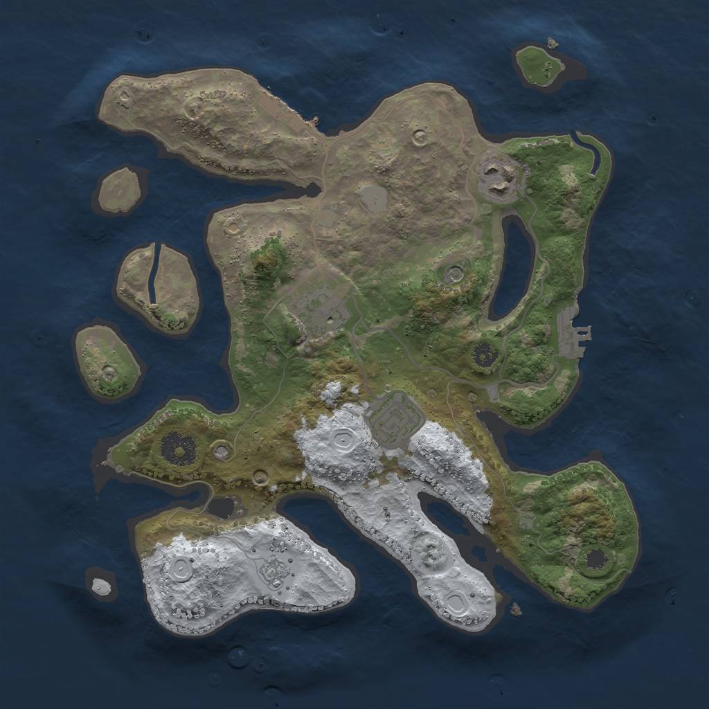 Rust Map: Procedural Map, Size: 3000, Seed: 1887880558, 12 Monuments