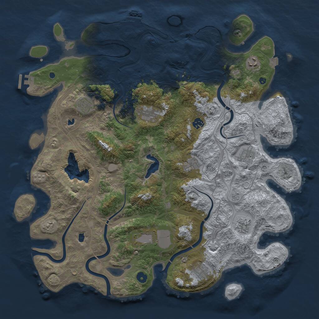 Rust Map: Procedural Map, Size: 4500, Seed: 4639979, 16 Monuments