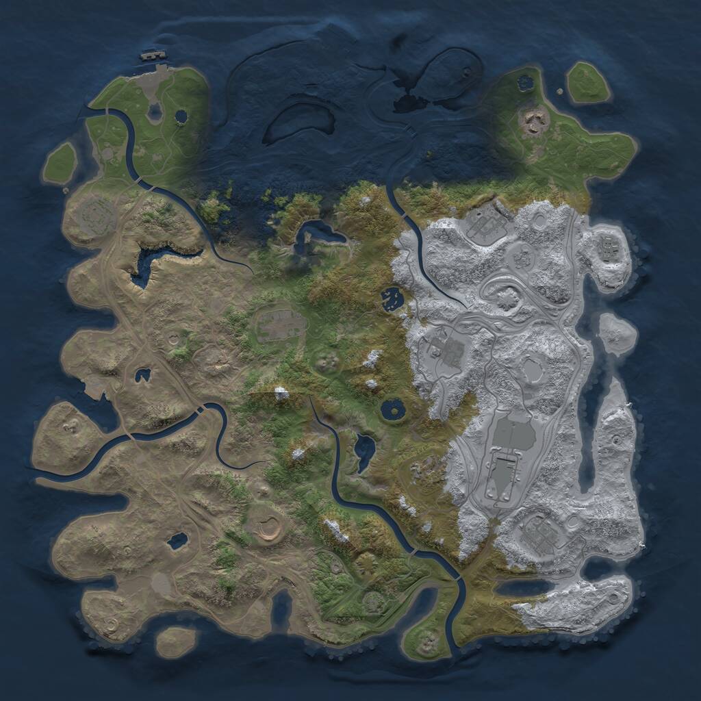 Rust Map: Procedural Map, Size: 4500, Seed: 3073146, 17 Monuments