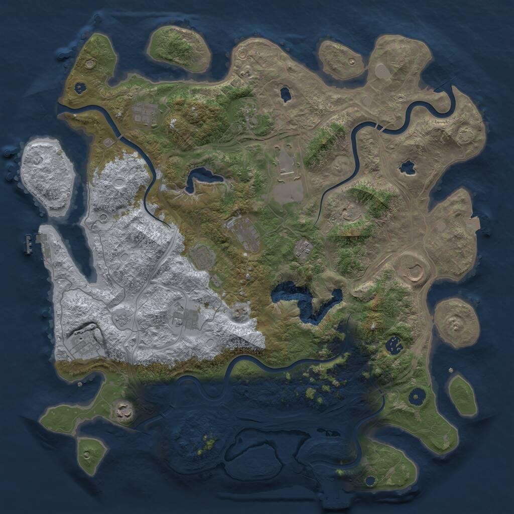 Rust Map: Procedural Map, Size: 4500, Seed: 579626, 17 Monuments