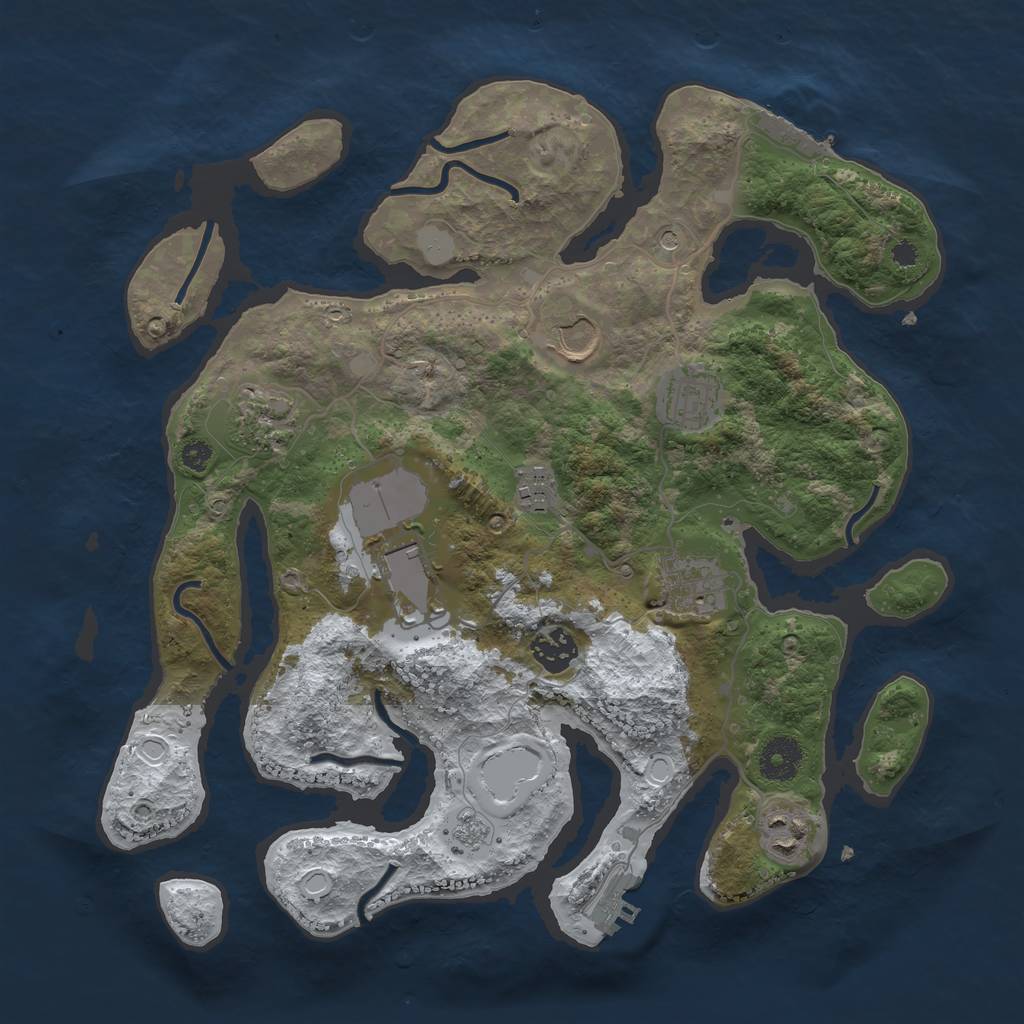 Rust Map: Procedural Map, Size: 3500, Seed: 5935980, 17 Monuments