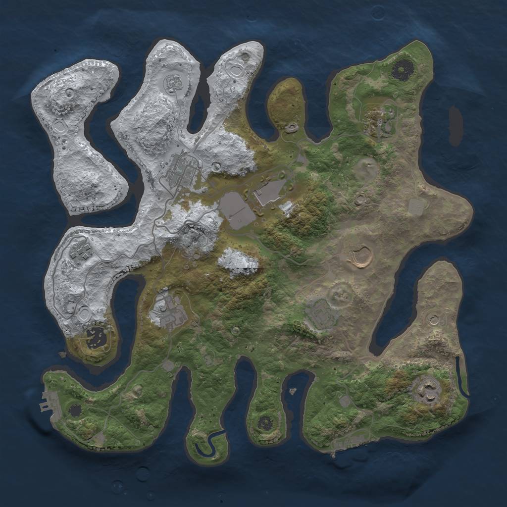 Rust Map: Procedural Map, Size: 3500, Seed: 458627, 18 Monuments
