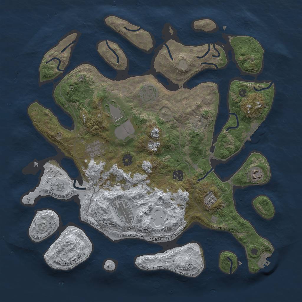 Rust Map: Procedural Map, Size: 4000, Seed: 330019, 16 Monuments