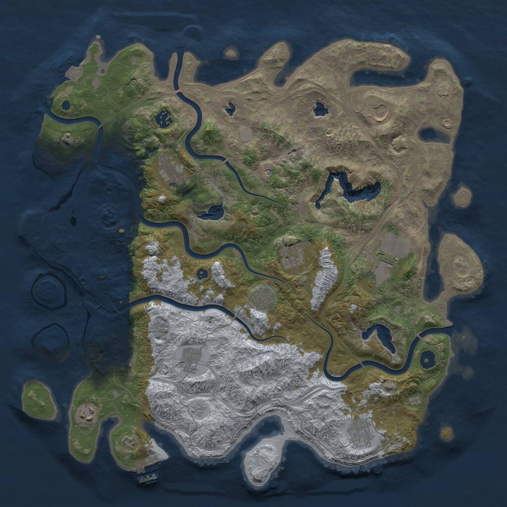 Rust Map: Procedural Map, Size: 4500, Seed: 639817, 16 Monuments