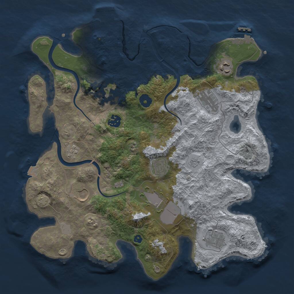 Rust Map: Procedural Map, Size: 3500, Seed: 4078951, 15 Monuments